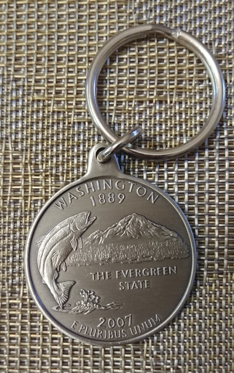 COINS OF AMERICA Washington State Quarter Dollar Key Chain. Seattle Saving Bank