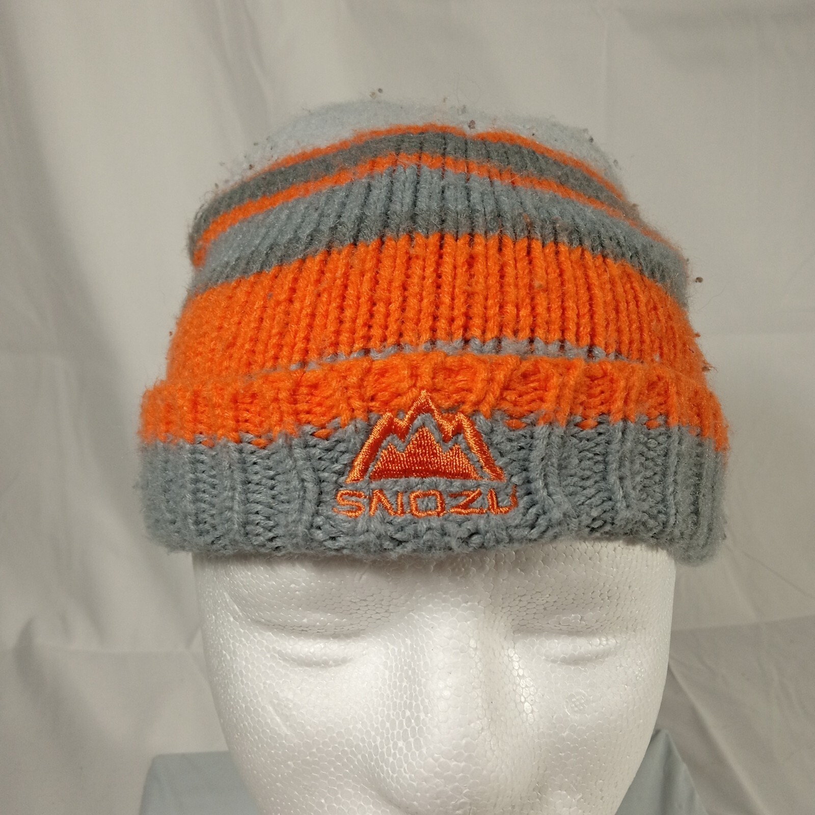 Snozu Fleece Lined Knit Beanie Winter Hat Orange Gray 2T/3T