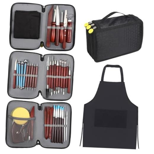 Clay Sculpting Tool Set - 42 Pieces - Reddish-Brown