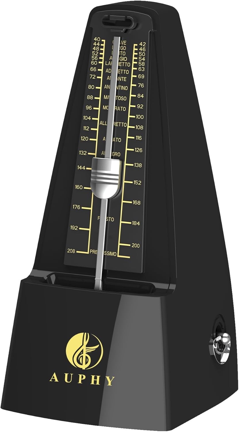 Mechanical Metronome with Accent Bell, Classic Shape, Accurate Beat, black