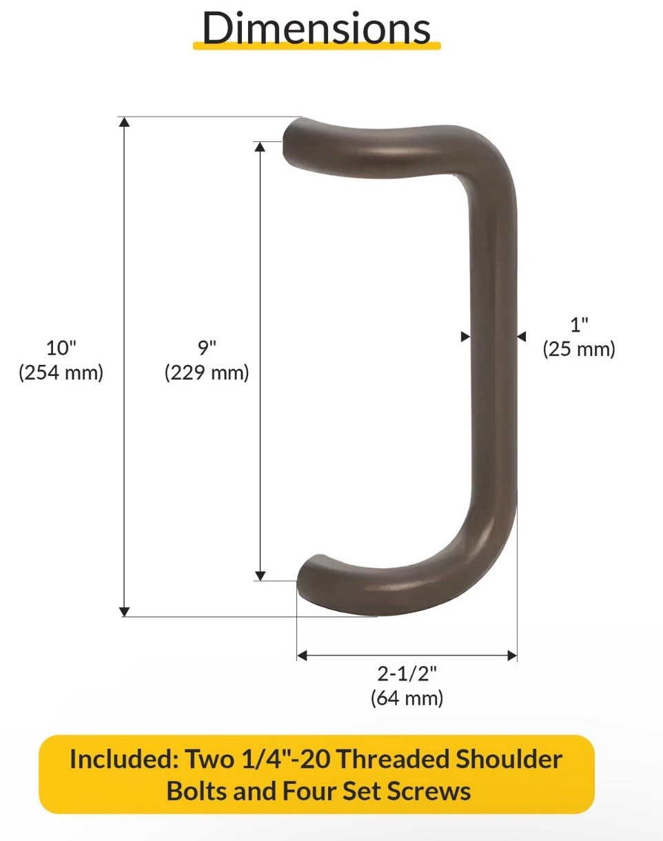 🚪Brixwell 10" Aluminum Pull Handle with 9" Mounting, Bronze Finish