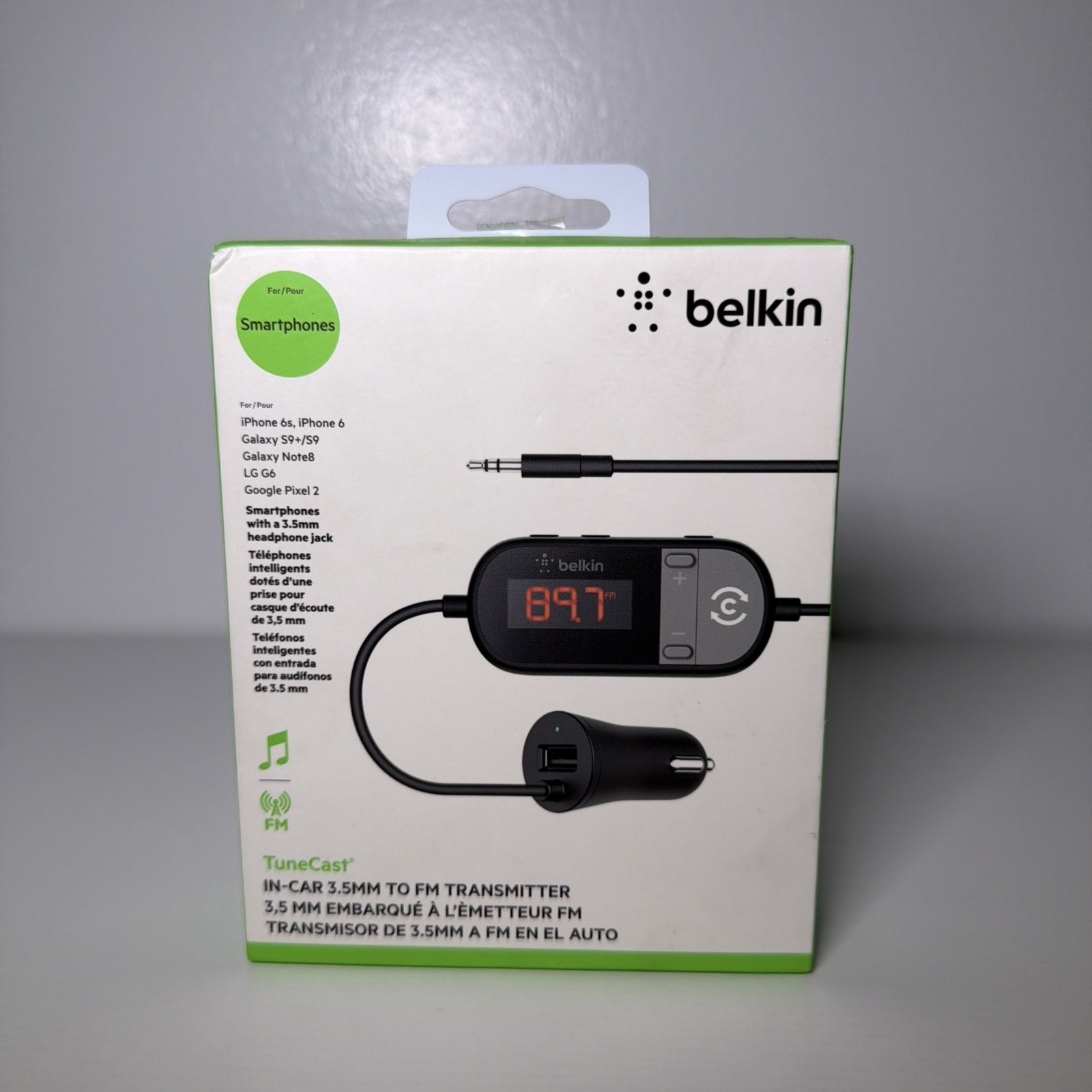 NEW Belkin TuneCast In-Car 3.5mm Aux Audio to FM Transmitter Universal NEW