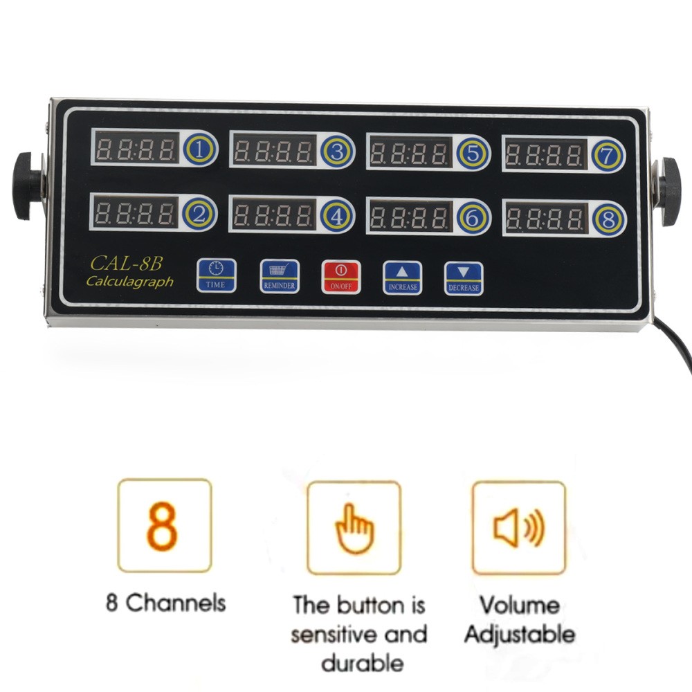 Stainless Steel 8 Channel Kitchen Timers LED Technology Kitchen Timer Digital