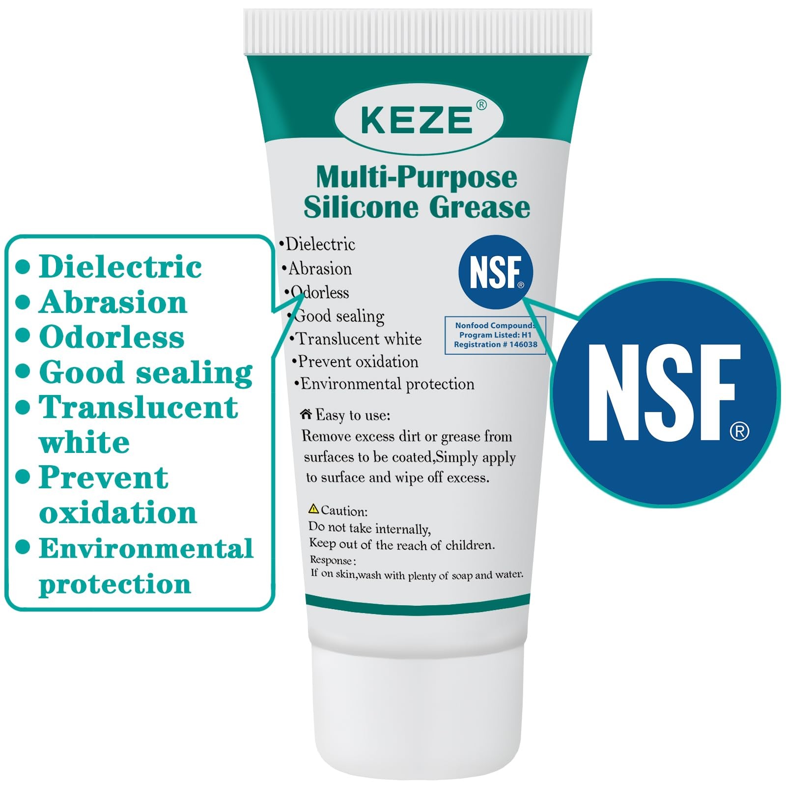 KEZE 92003 Silicone Grease with 1 oz, Sillicone PTFE