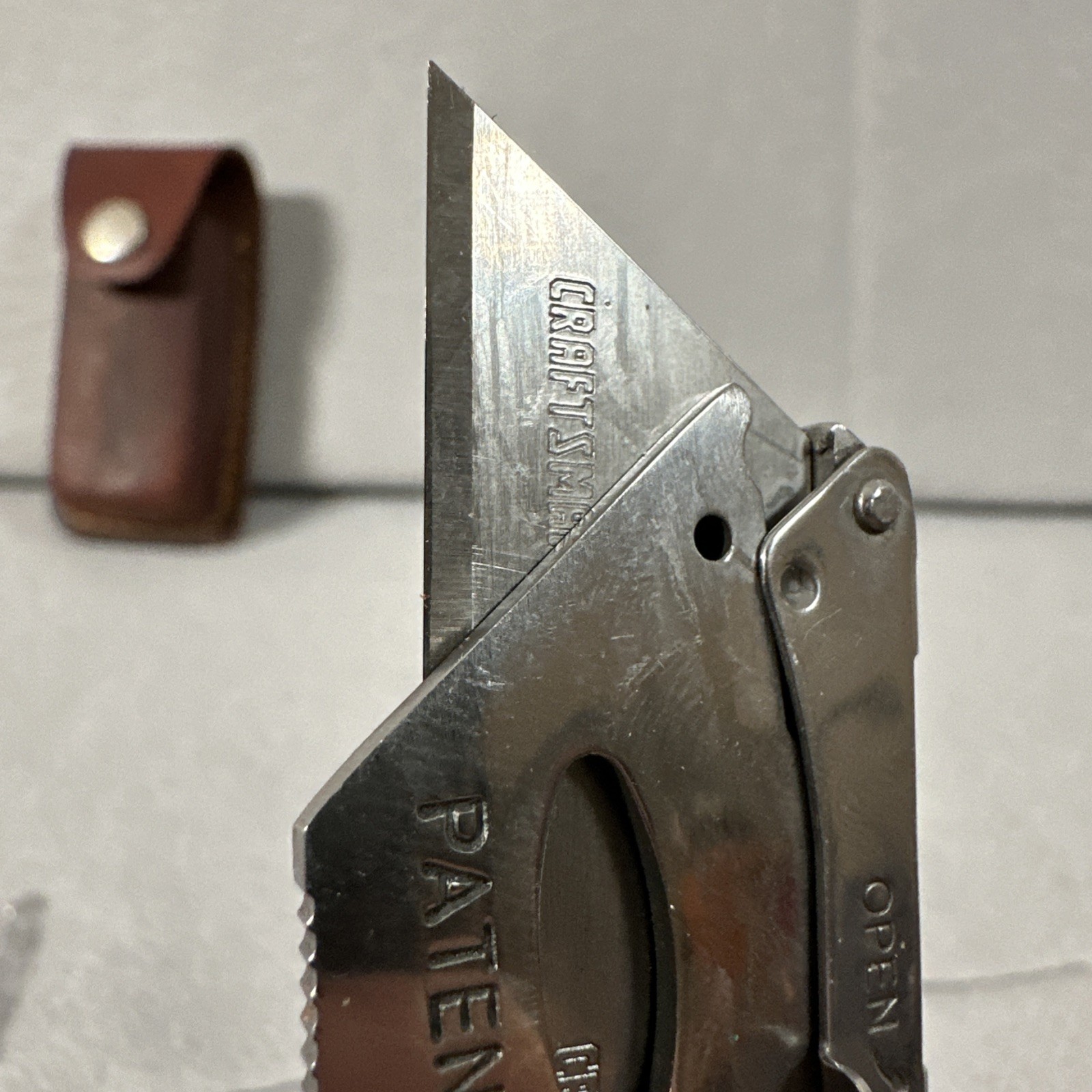 Craftsman Folding Utility Knife Lockback Box Cutter w/ Leather Sheath