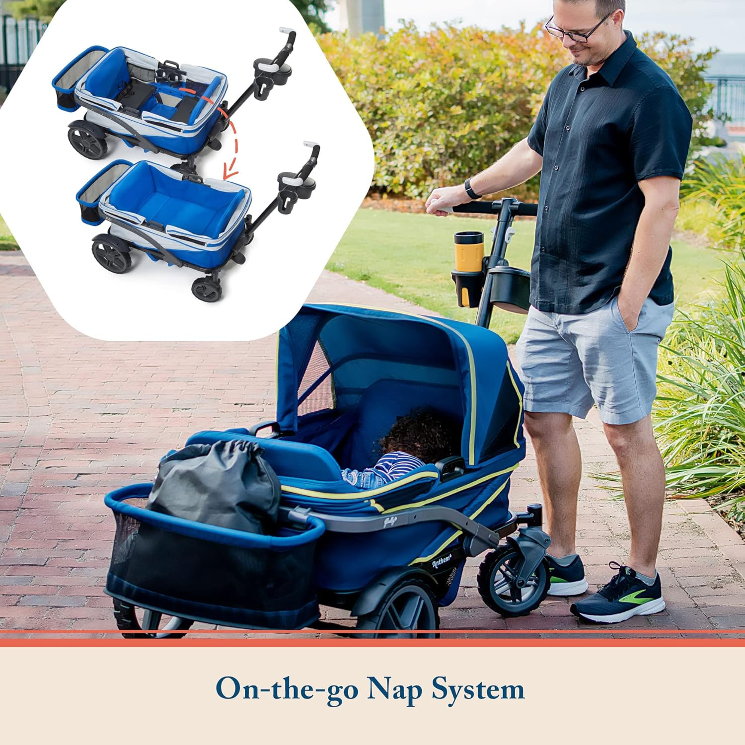 Anthem4 Quad All-Terrain Wagon Stroller with Easy Push and Pull, Removable XL Ca