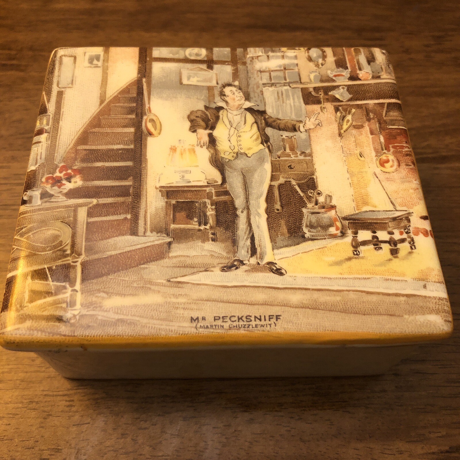 MR PECKSNIFF DICKENS Trinket Box Newhall Hanley England DICKENSWARE 4”