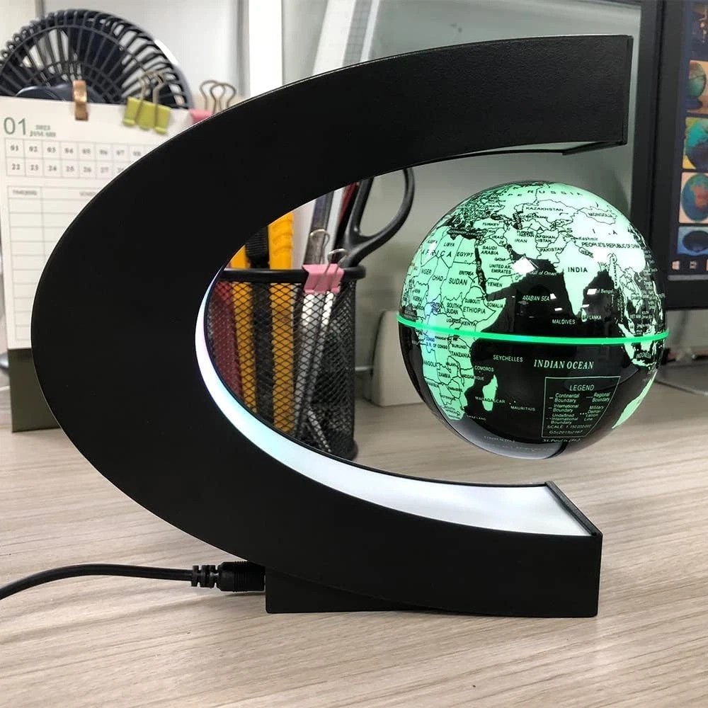 Multicolor Changing Magnetic Levitation Floating Globe - Unique Desk Gadget
