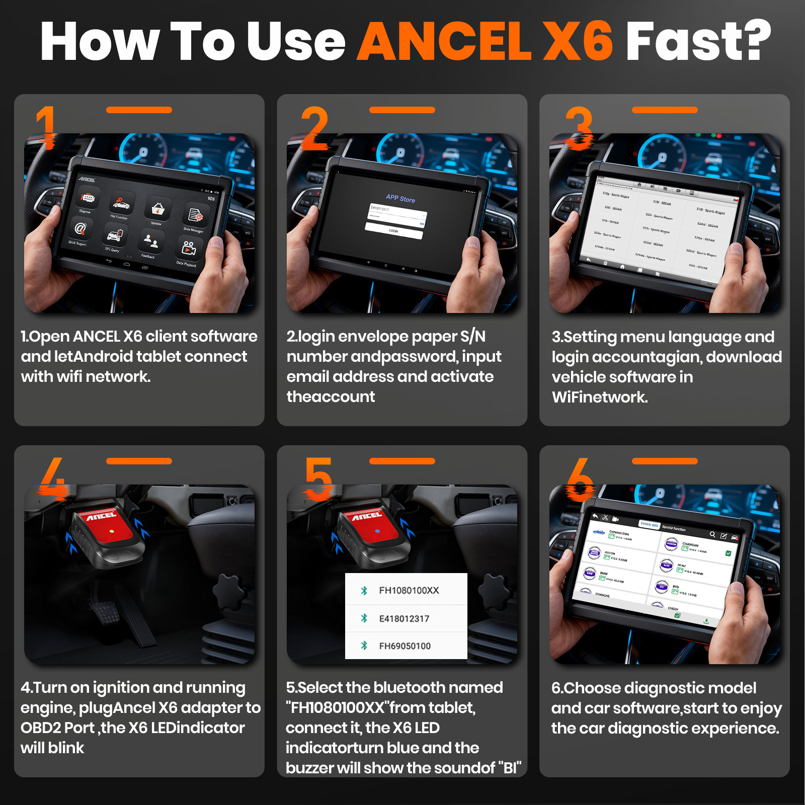 ANCEL X6 Bidirectional Scan Tool OBD2 Scanner Auto Diagnostic Tool All System
