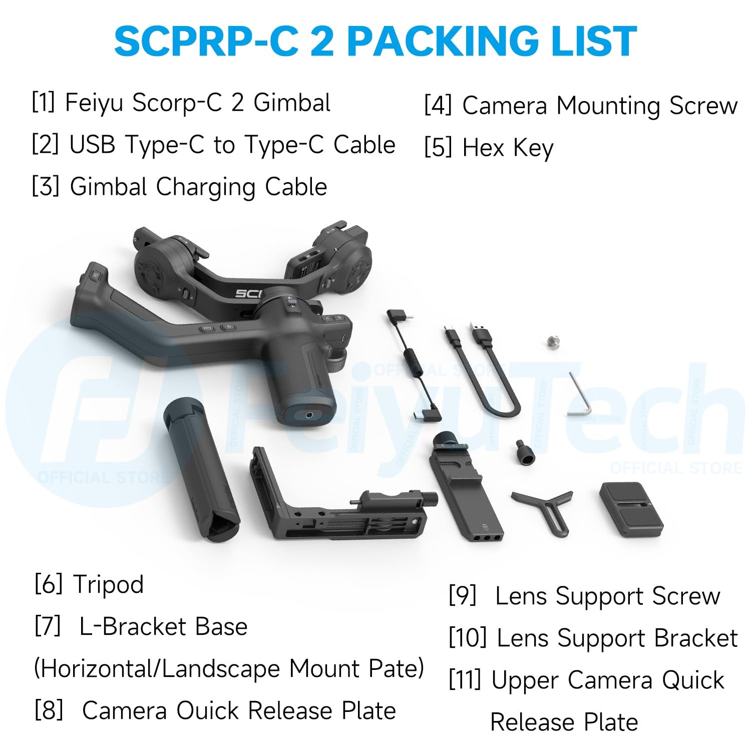 FeiyuTech SCORP-C2 AI Face Tracker Camera Gimbal,3-Axis SCORP-C2, Black