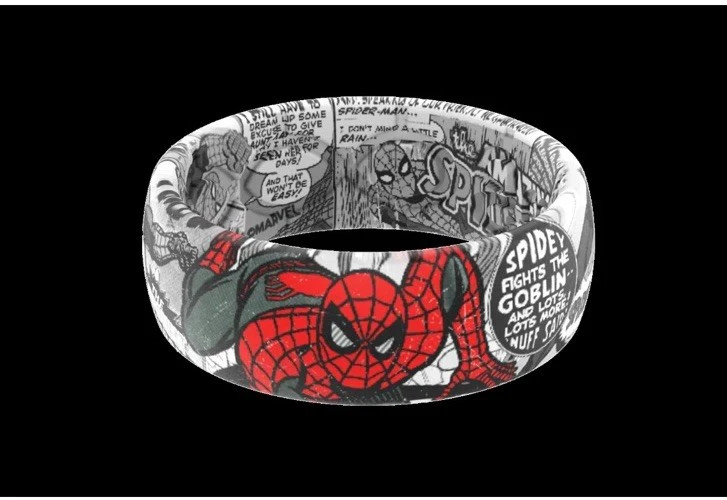 Marvel Groove Life "SpiderMan Black & White Comic" Silicone Ring Size 11