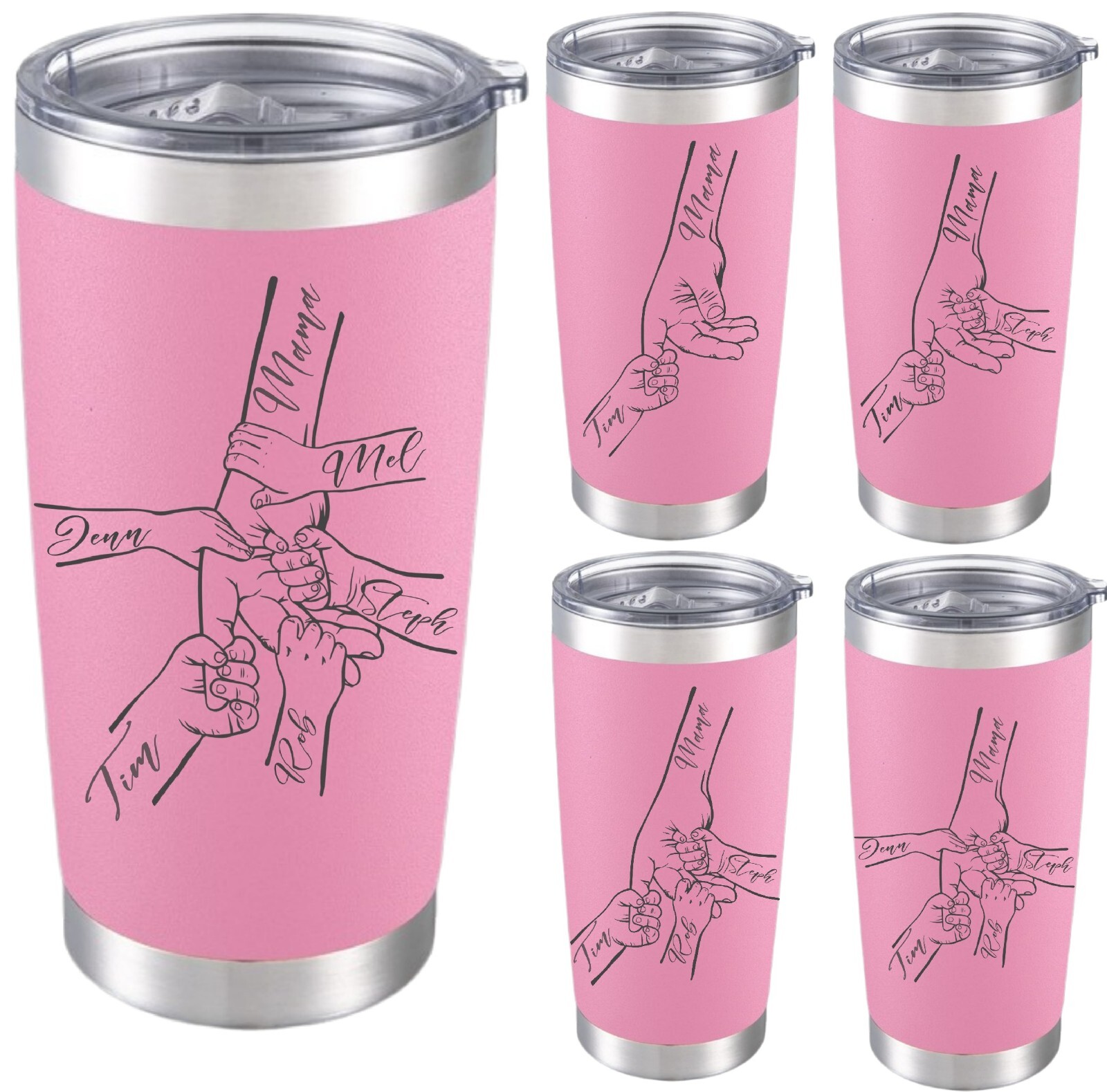 Custom Mommy 20oz Tumbler with Kids Names Personalized Mom Gifts Mothers Day Mug