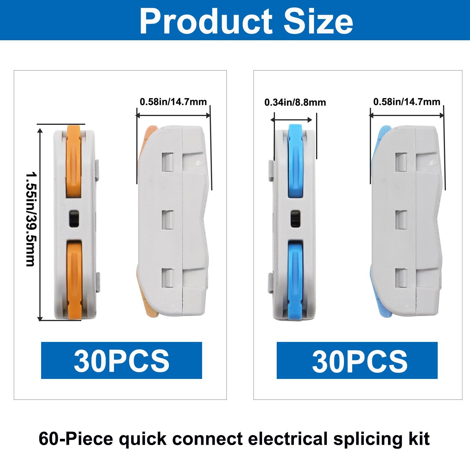 60PCS Lever Wire Connectors AWG28-12, Quick Connect Electrical Splicing Kit f...