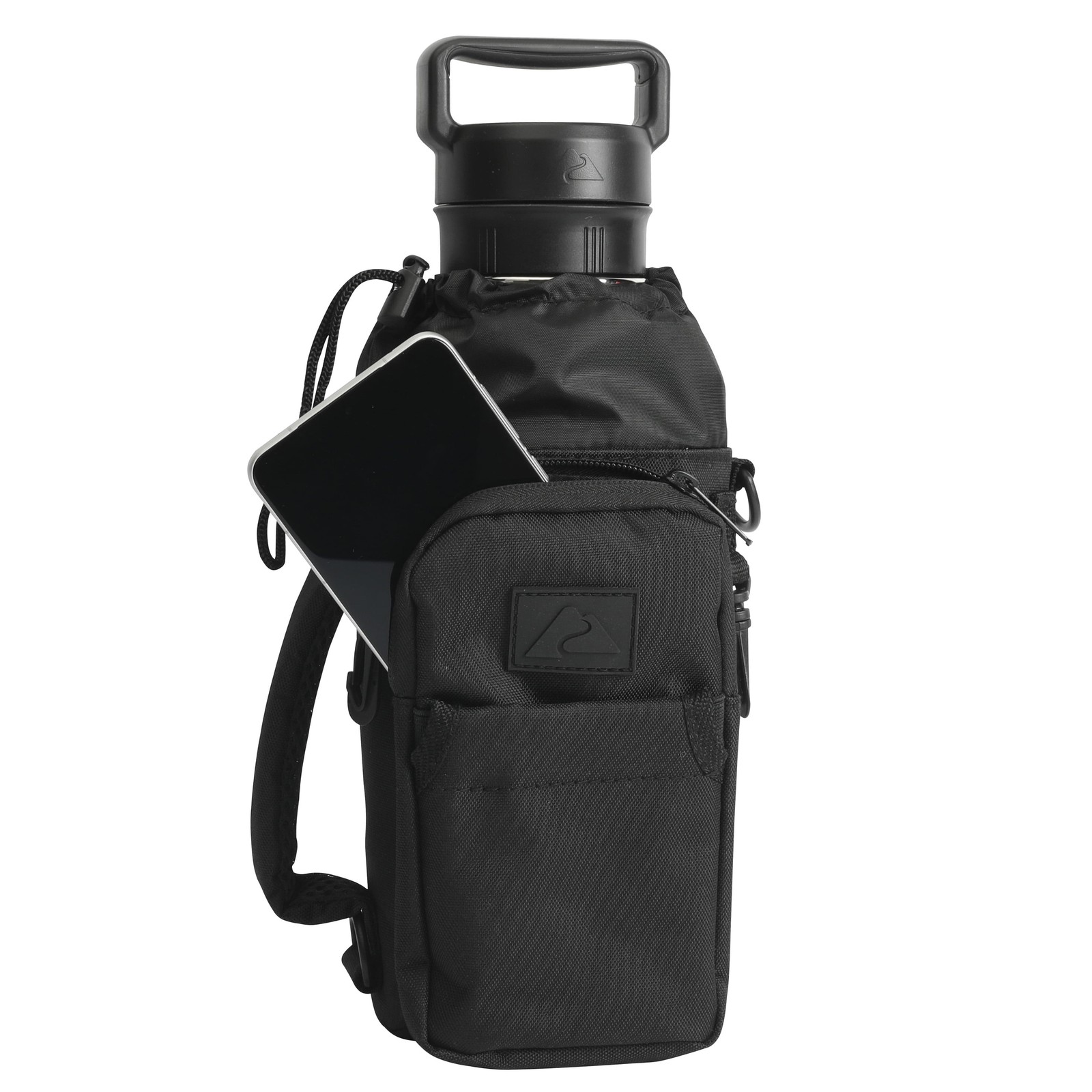 Ozark Trail 32-40 fl oz Water Sling Black Shoulder Strap Front Zipper Pocket