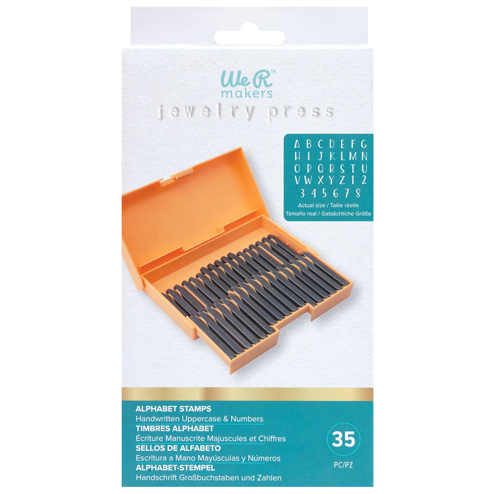 We R Jewelry Press Alphabet Stamps 35/Pkg-Upper Case Handwritten Font And Number