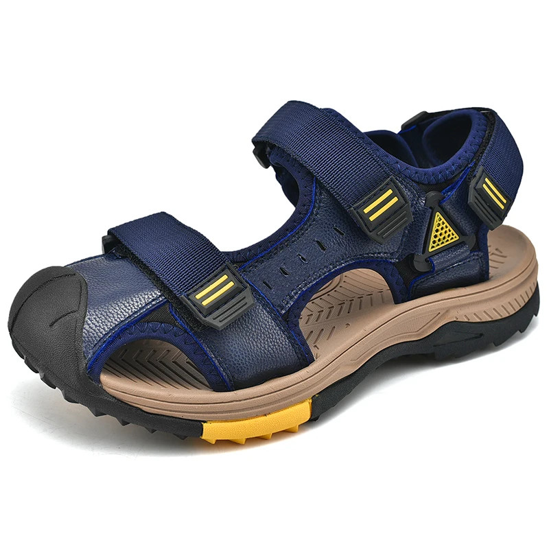 Men Outdoor Waterproof Hand Made Genuine Leather Sport Hiking Summer Sandals