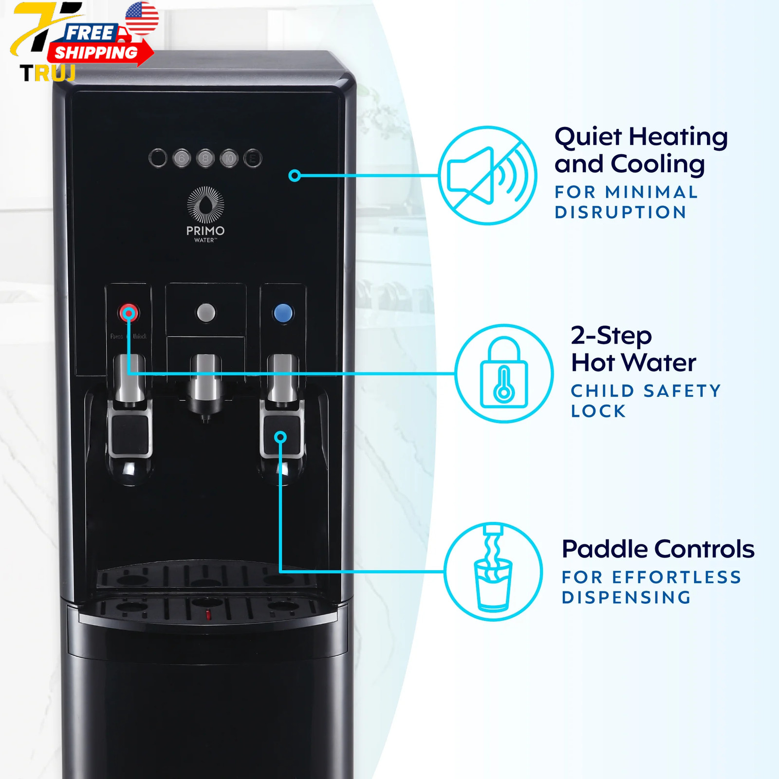 Bottom Loading Pro 2 Temp Water Dispenser with Single-Serve Coffee Maker Black