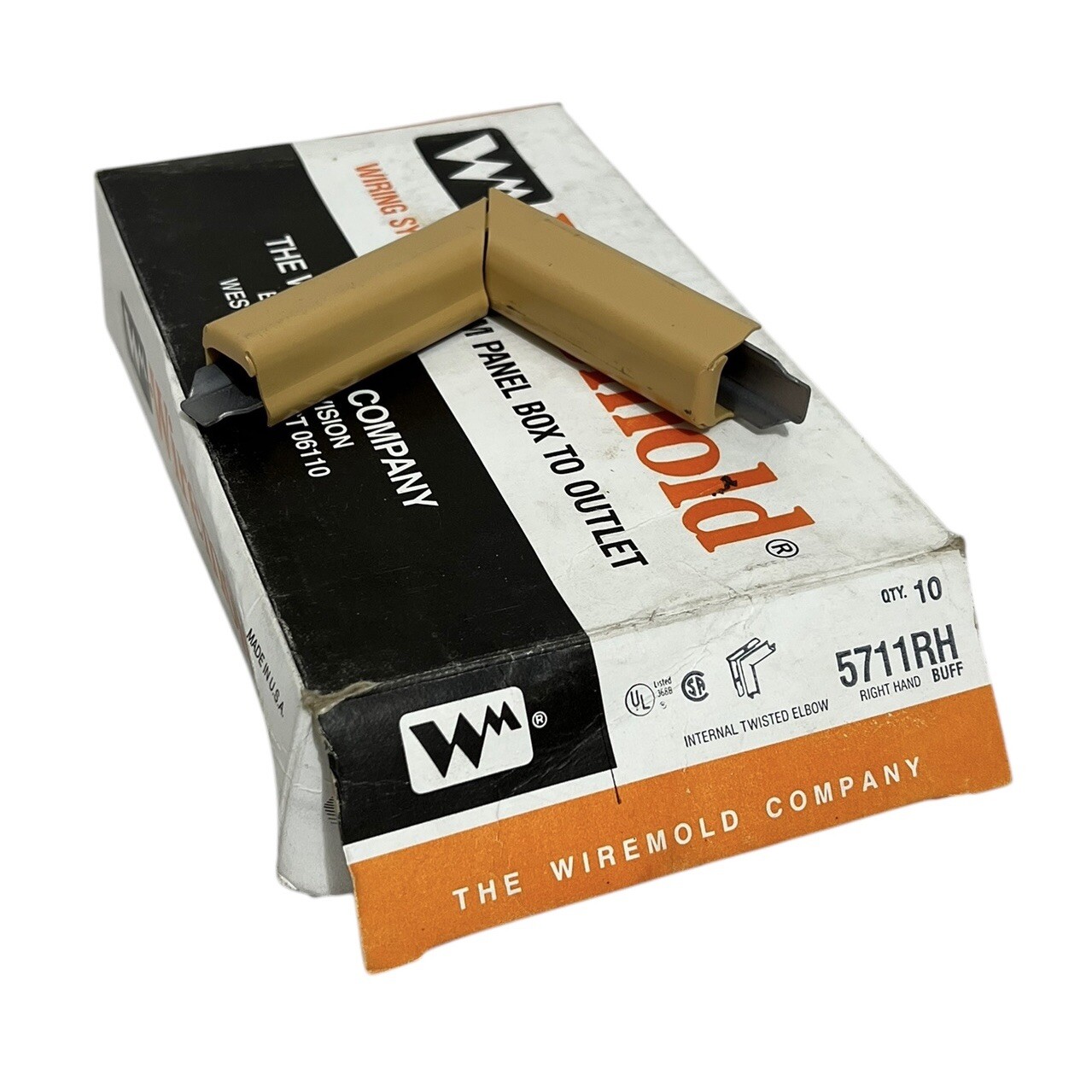 Wiremold 5711RH Internal Twisted Elbow Right Hand Buff / Tan Lot of 10 NOS
