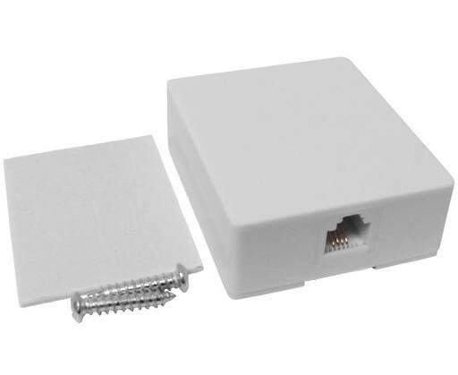175 Telephone Modular Single Port Surface Mount Jack, RJ11, WHITE