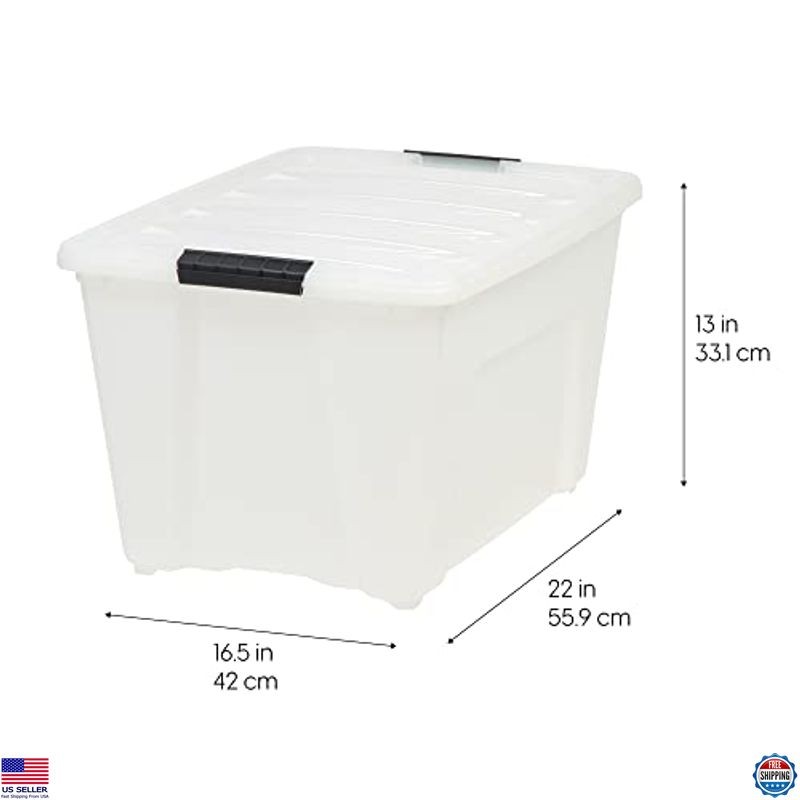 IRIS 158540 Pearl 53 Quart Stackable Lidded Storage Containers - 6 Pack System