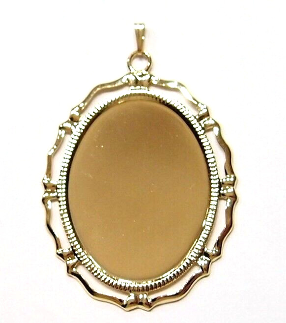4 Shiny Gold Plated 40x30mm Victorian Art Deco Wavy Big Loop Pendant Settings
