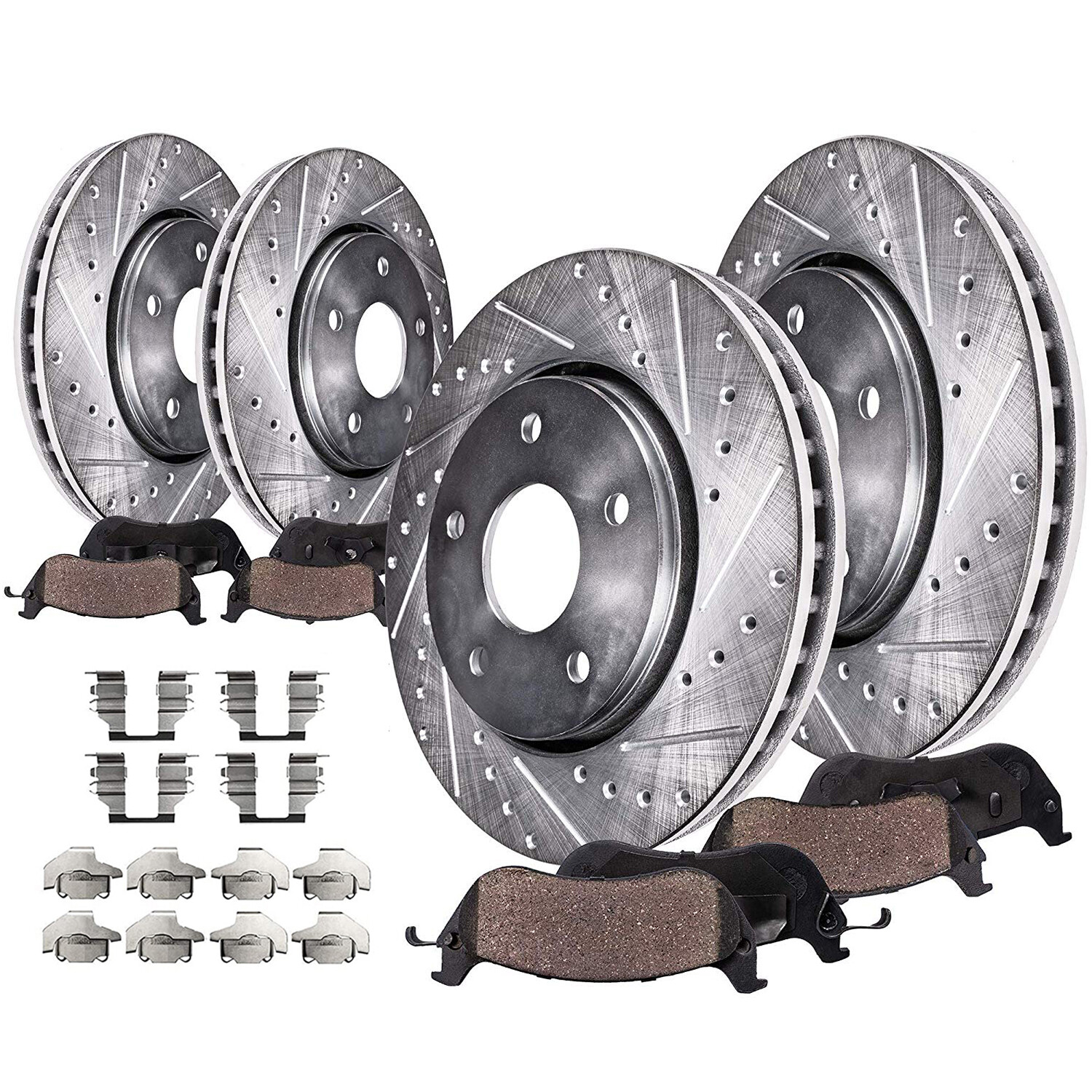Front & Rear Drilled Rotors + Ceramic Brake Pads for 2015 - 2020 2021 C350E C300