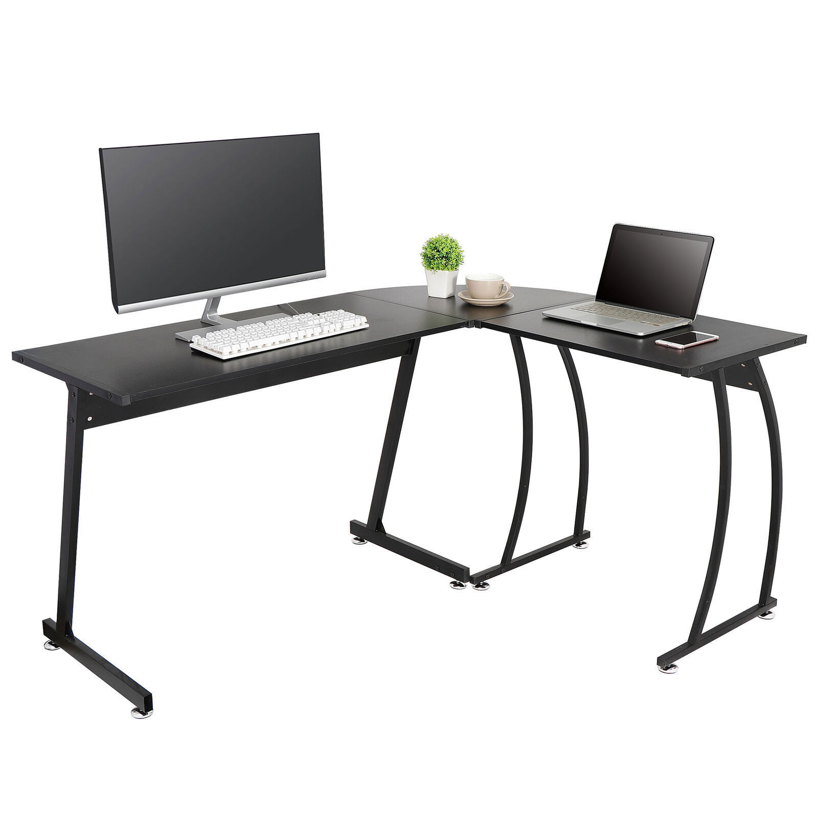 L-Shaped Computer Desk Gameing Corner Desk PC Laptop Table Workstation Home 58"