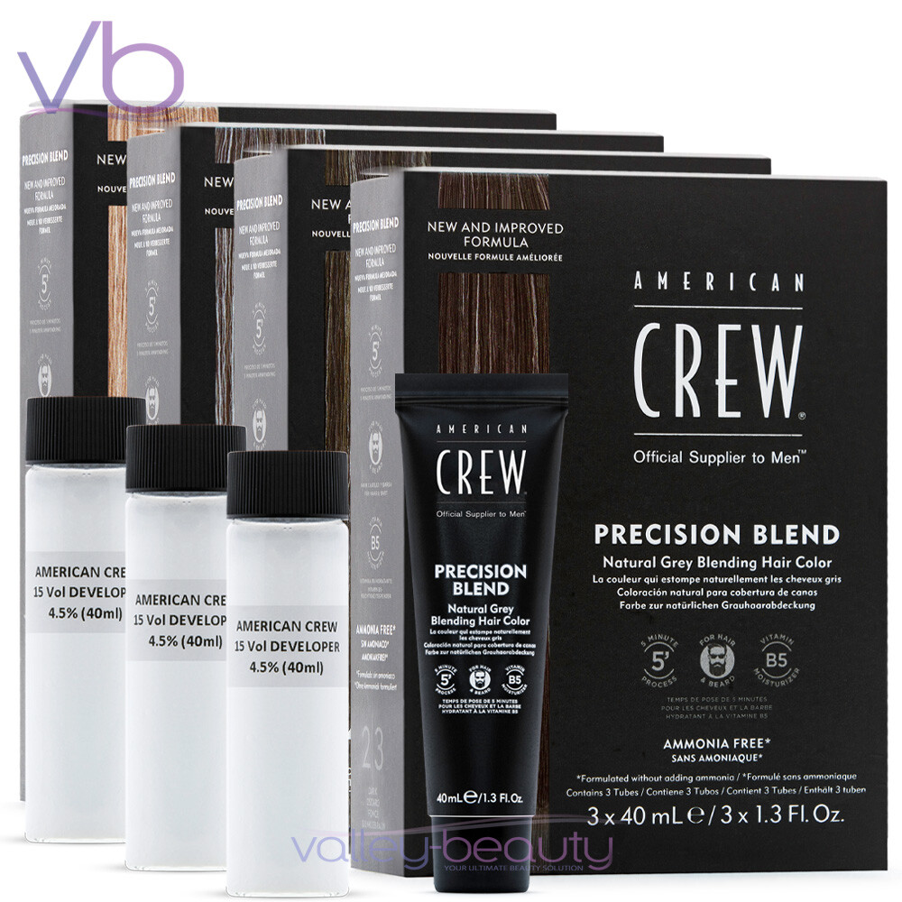 AMERICAN CREW Precision Blend | Natural Grey Blending Hair Color with Developer
