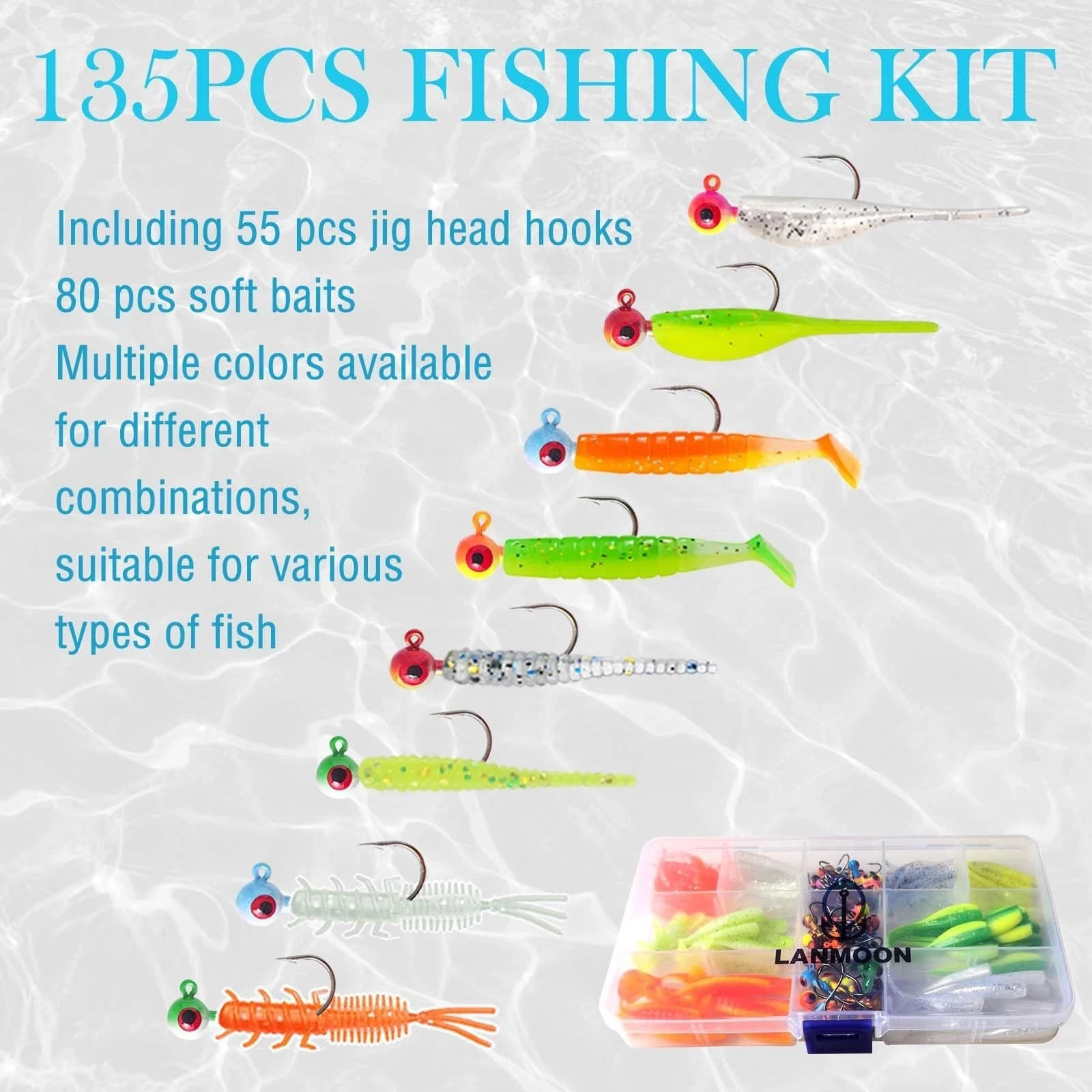 135 PCS Crappie Lures Kit - Crappie Jig Heads Fishing Hooks for Soft Plastic ...