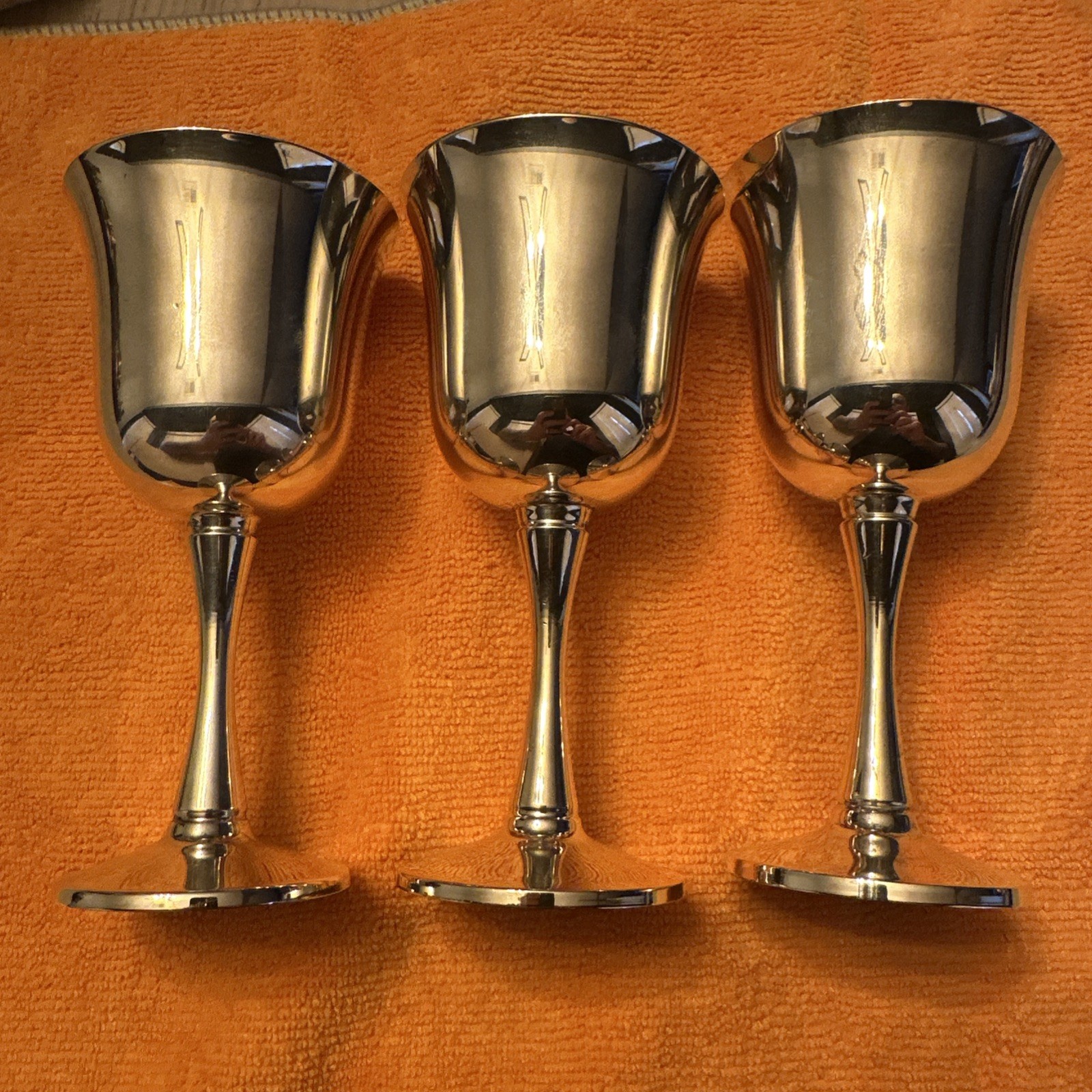 Salem Silverplate Portugal Goblets Set of 3 Vintage Chalice Cups Heavy Patina