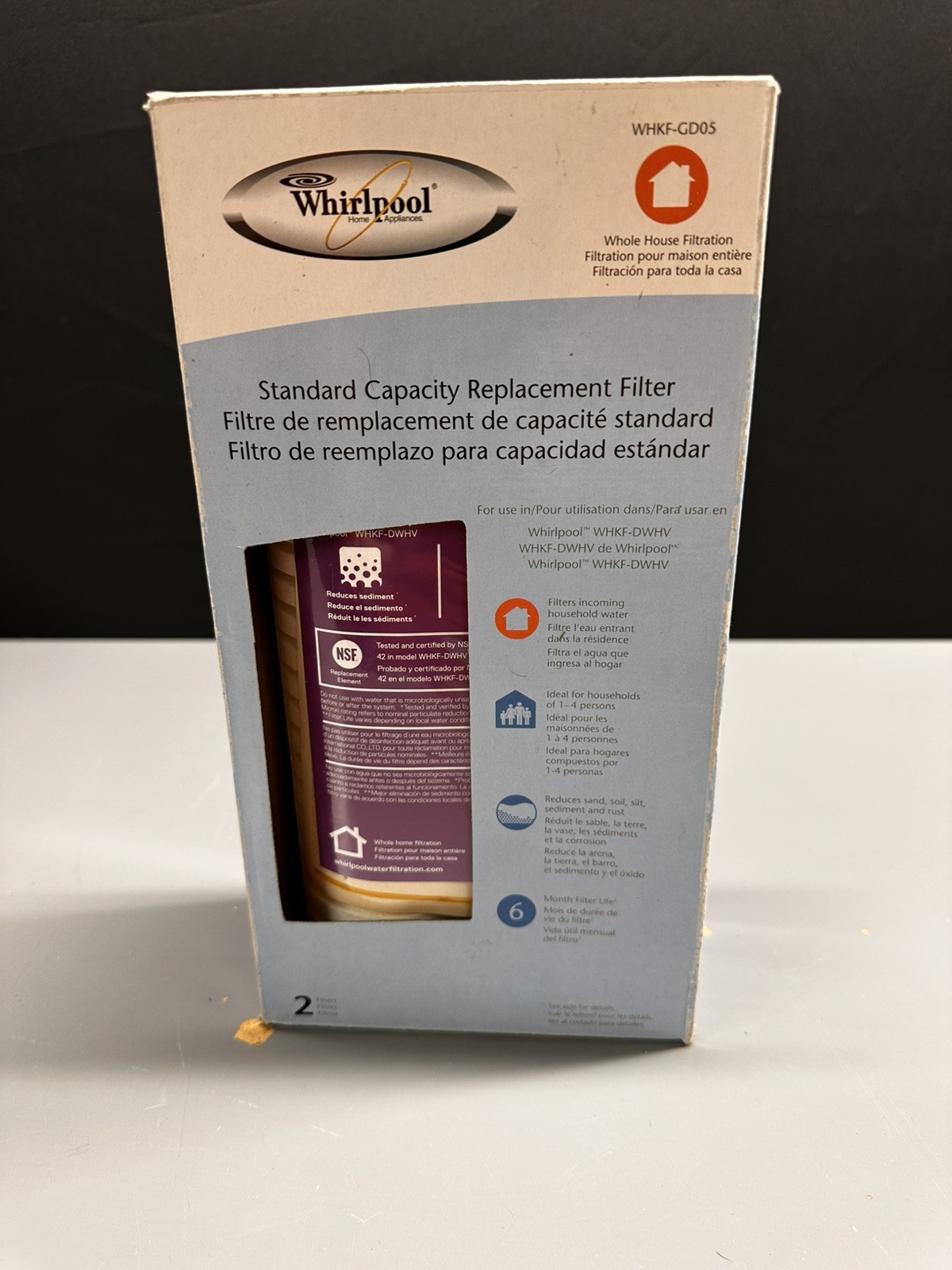 2 Pack Whirlpool WHKF-GD05 Standard Capacity Whole House Filtration Filter