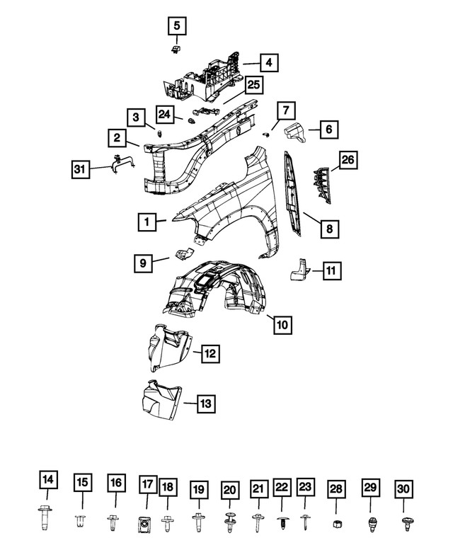 Genuine Mopar Wheelhouse Shield Left 68468133AA