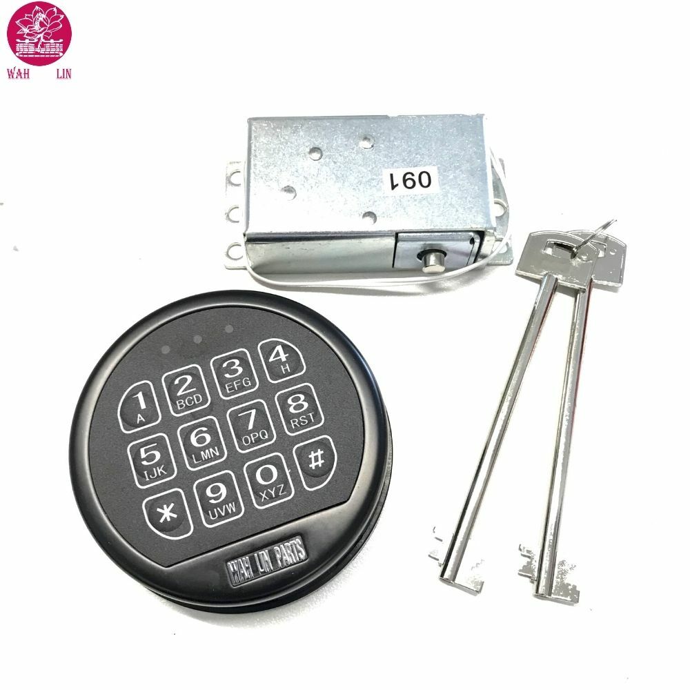 Black Keypad Solenoid Lock with 2 Override Keys Safe Electronic Lock