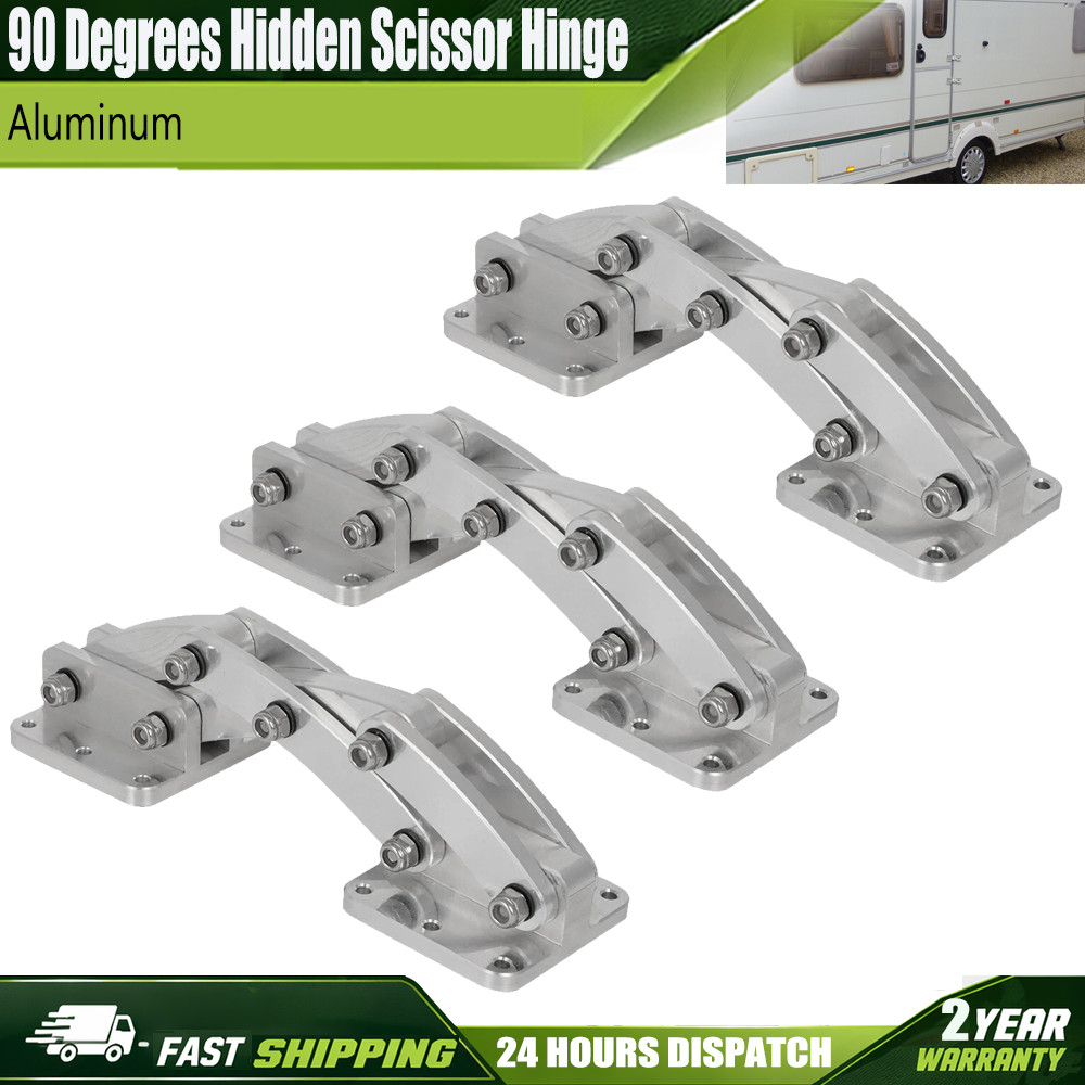 3X Heavy Duty Hidden Scissor Hinge for Large Load 90° Adjustable Aluminum Mount