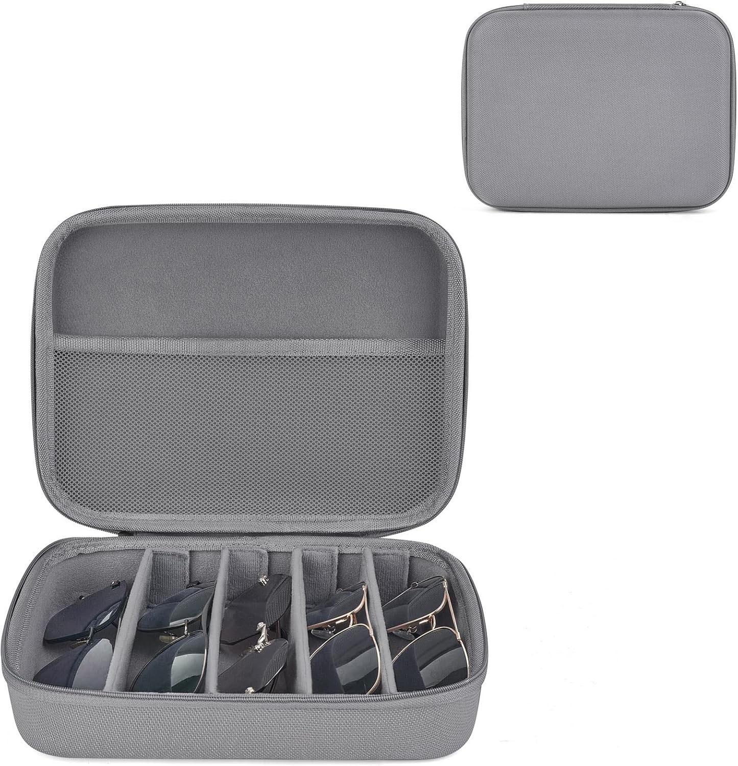 Mkono Travel Sunglasses Organizer Glasses Case Multiple Pairs with Gray