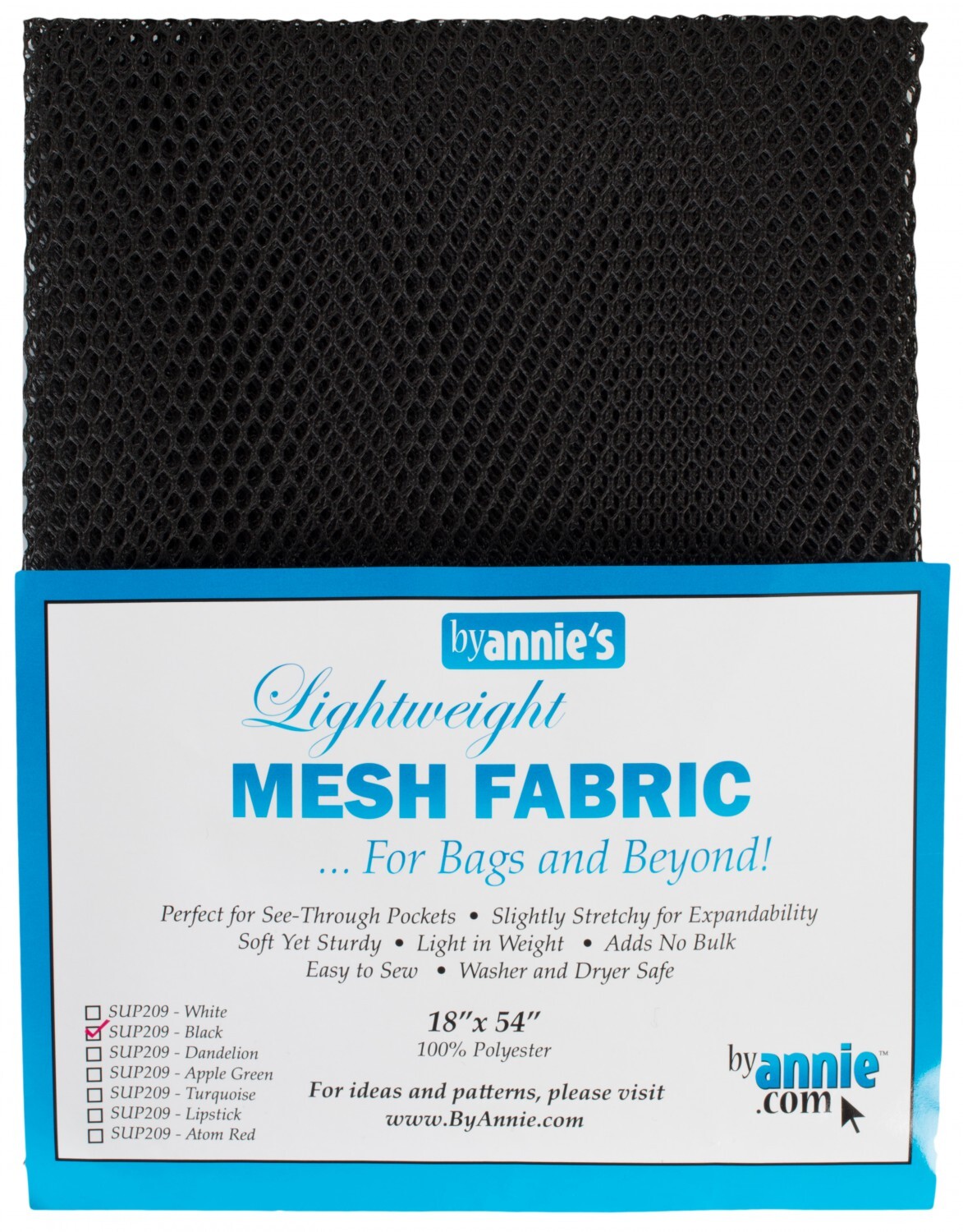 Annie's Mesh Lite Weight Black 18in x 54in 100% Polyester