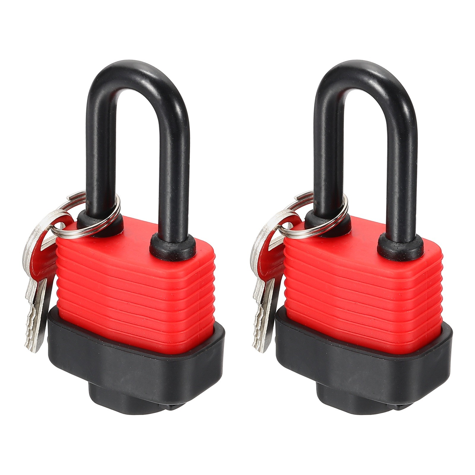 2 Pcs Waterproof Padlocks, 38.8mm / 1.53Inch Alloy Steel Long Beam Locks, Red