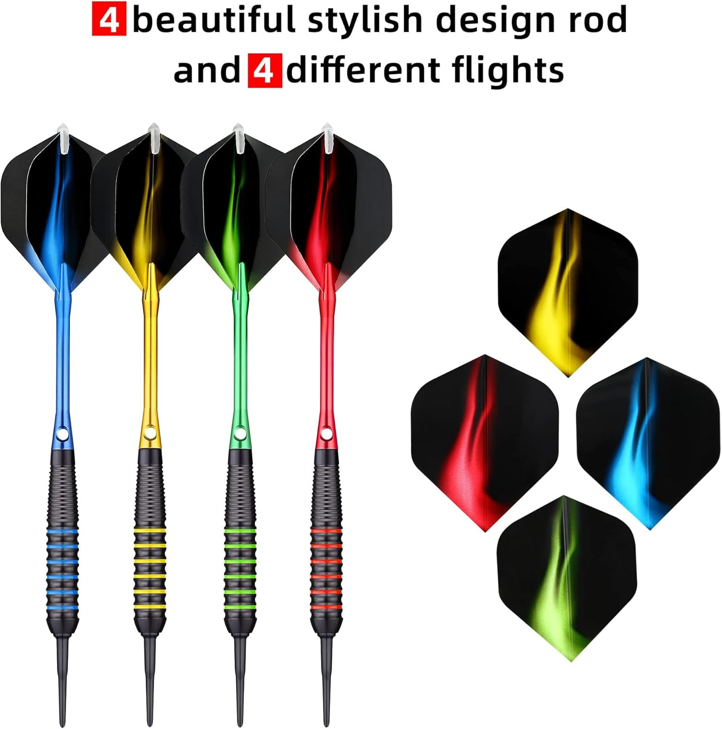 12 Pack Soft Tip Darts, Professional 18 Gram Plastic Tip Dart Sets with 4 Colors