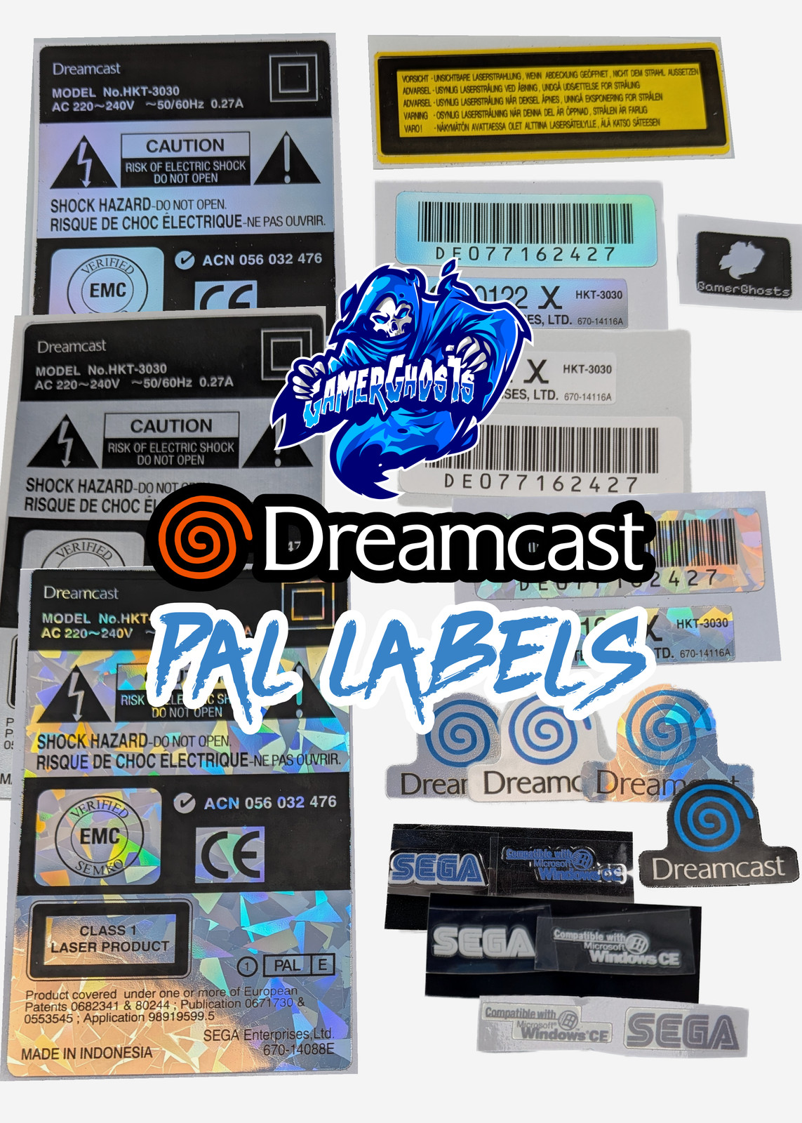 Sega Dreamcast PAL Replacement Console Labels / Decals