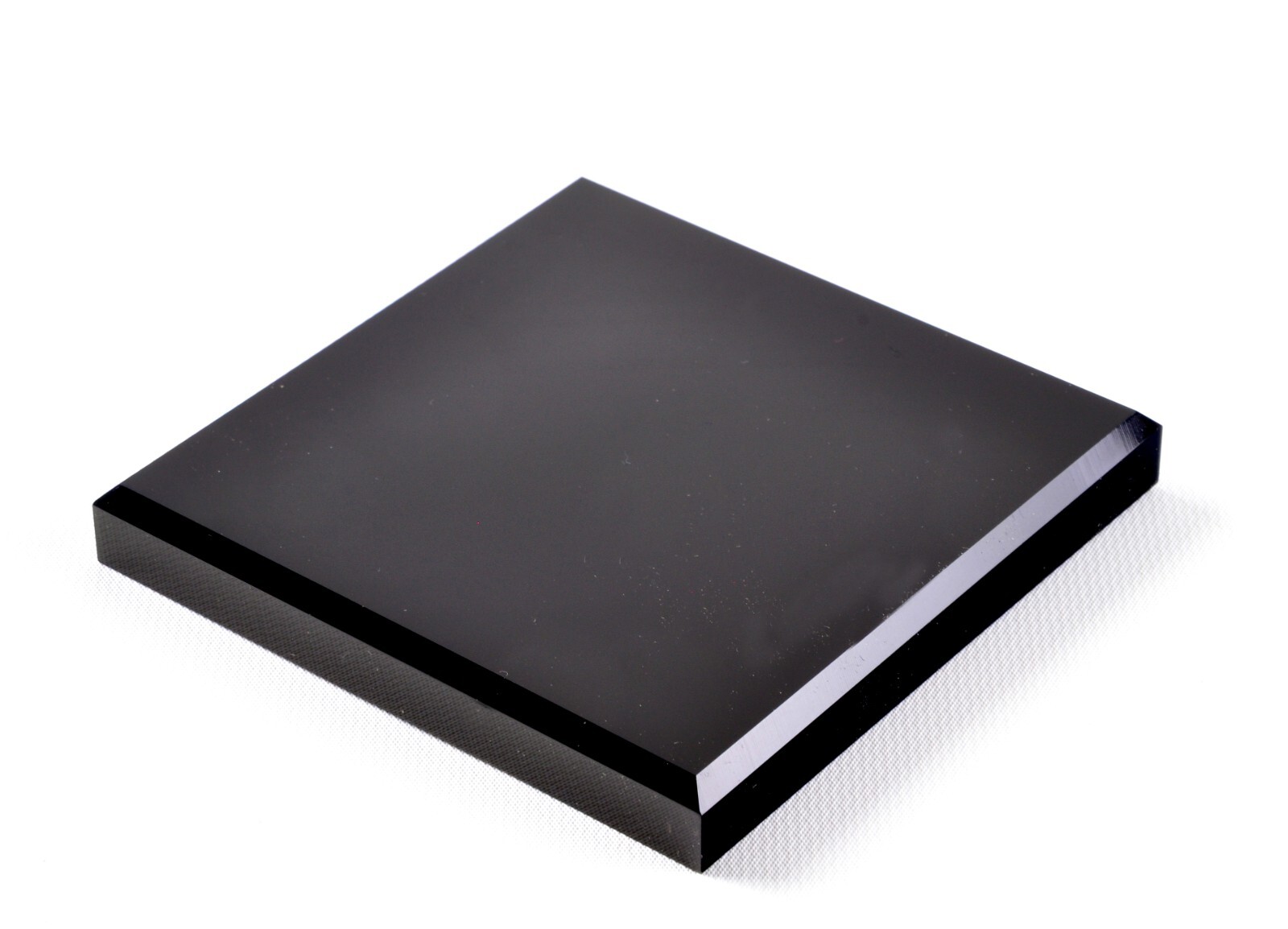 Black Acrylic Square Beveled Display Base, 6" W x 6"L x 1/2" H FREE SHIPPING