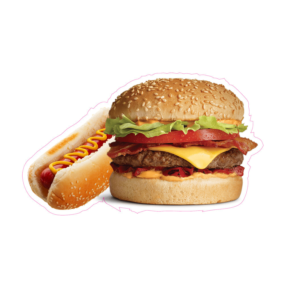 Food Truck Decals Burger and Hotdog Restaurant & Food Concession Sign Brown