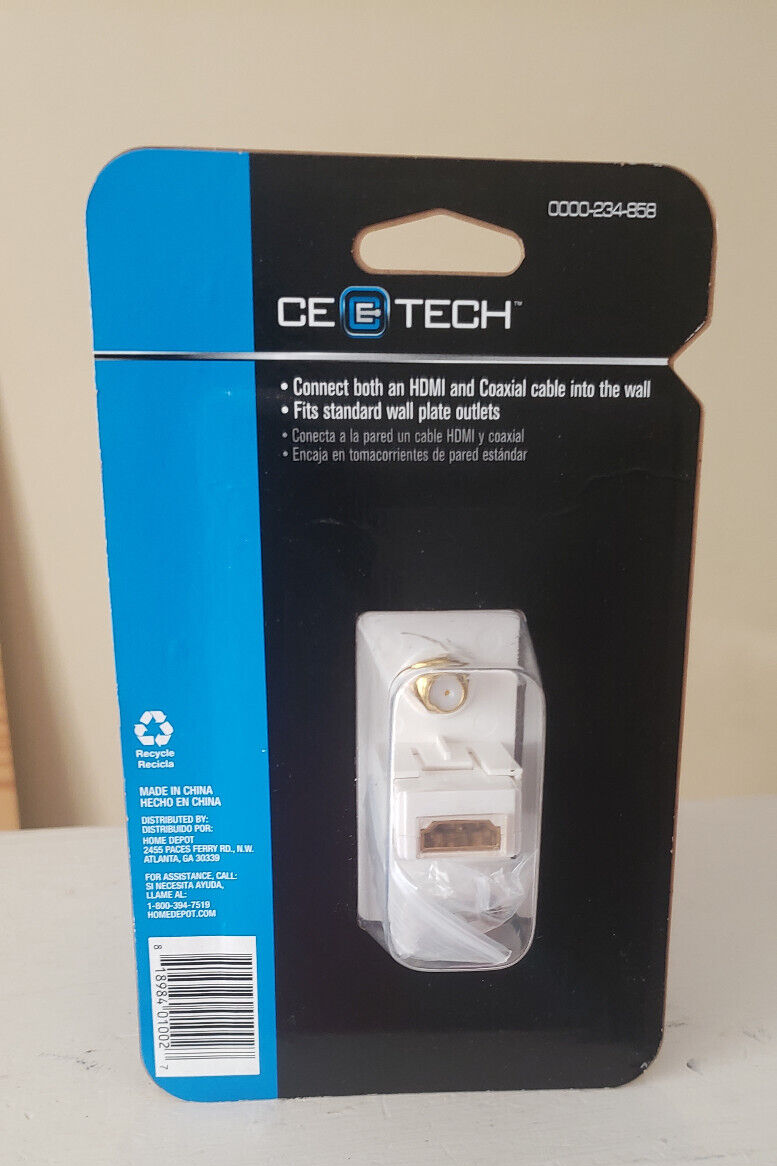 Coaxial + HDMI Coax White Wall Plate 0000-234-858 Sealed Package