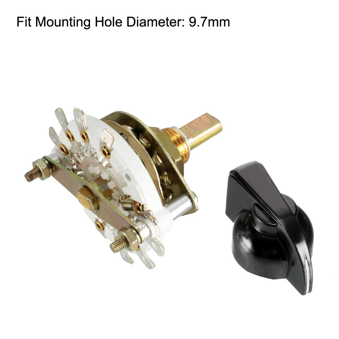 2 Pole 4 Position Rotary Switch Selector with Knob and 1 Deck Configuration