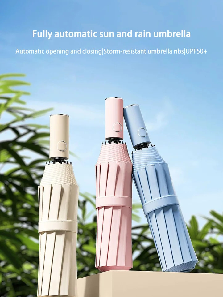 Automatic Folding Umbrella 16 Bone Windproof Waterproof Large Sun Rain Use
