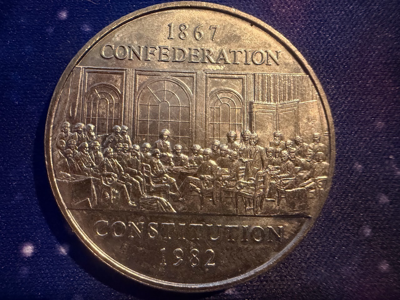 1982 Queen Elizabeth II Canada Confederation Constitution 1867 $1 coin