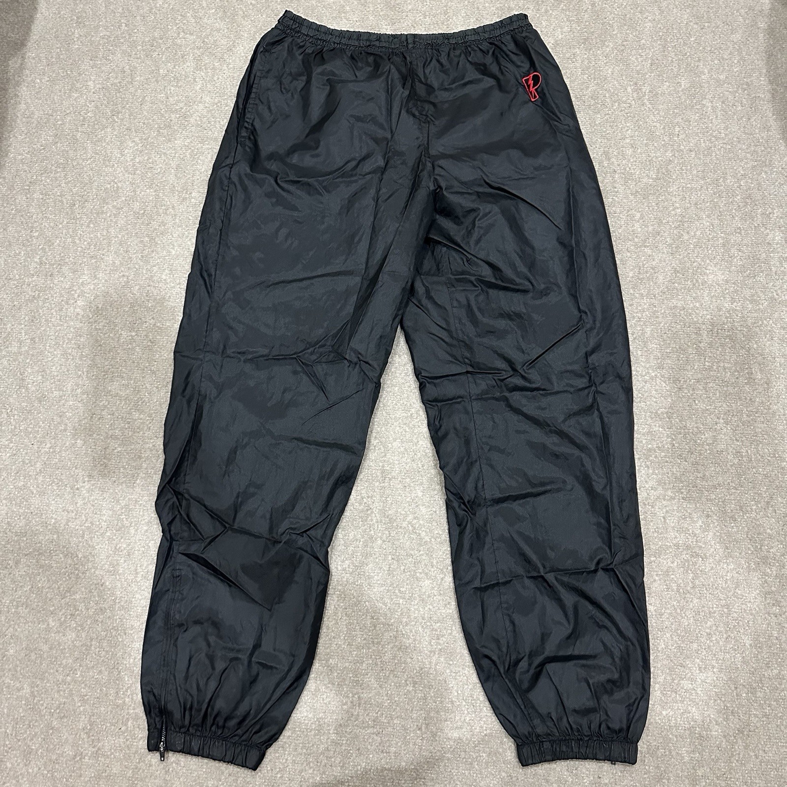 Vintage Pro Player Men's Large Black 90s Nylon Parachute Track Lined Pants *READ