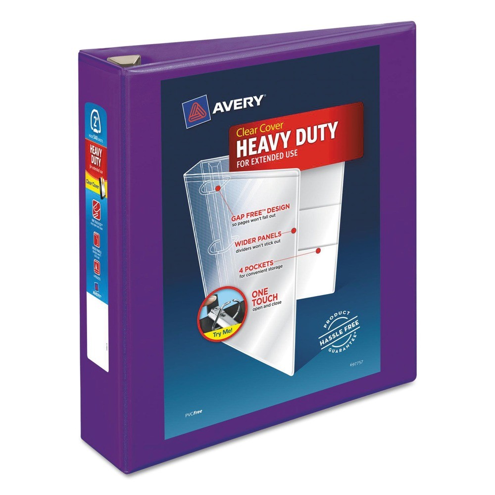 Avery 79777 3 Rings 2" Capacity Heavy-Duty View Binder w/ DuraHinge - Purple New