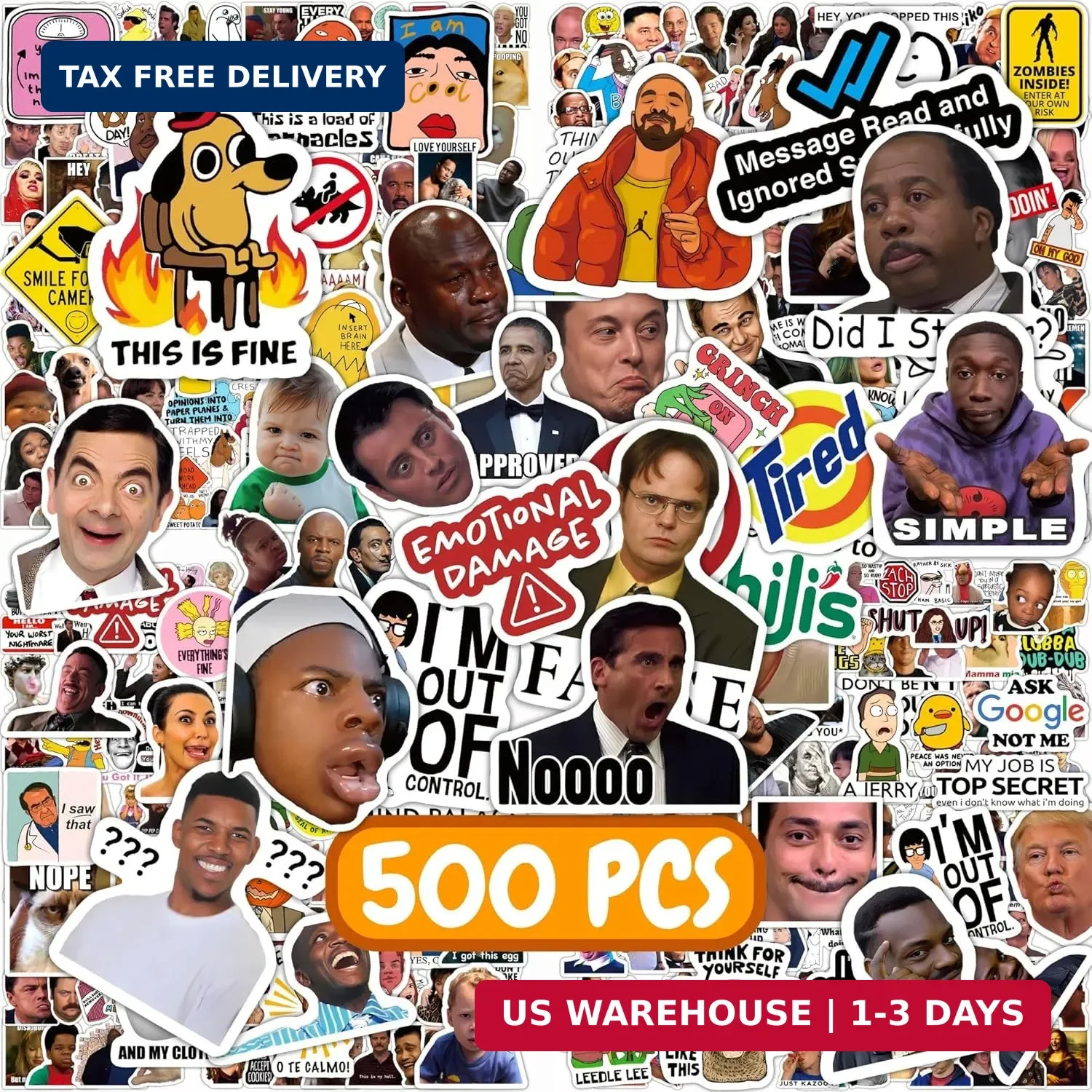 500 Pcs Funny Stickers for Adults & Teens - Trendy Meme Sticker, VSCO Vinyl Deca