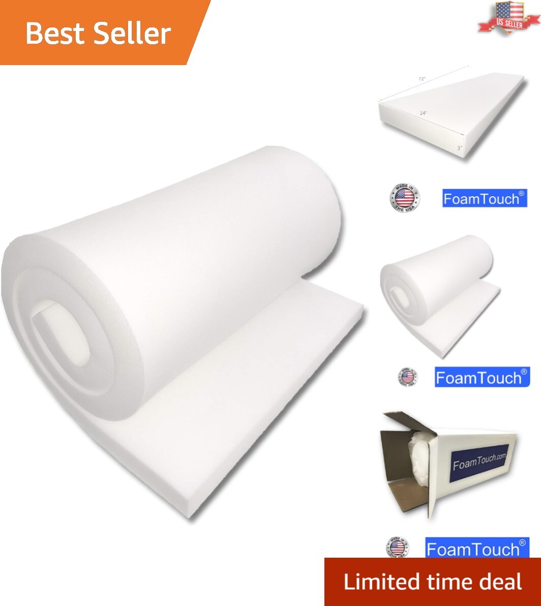 Durable 3-inch Thick Polyurethane Foam - 24x72 inches (Fire Retardant)