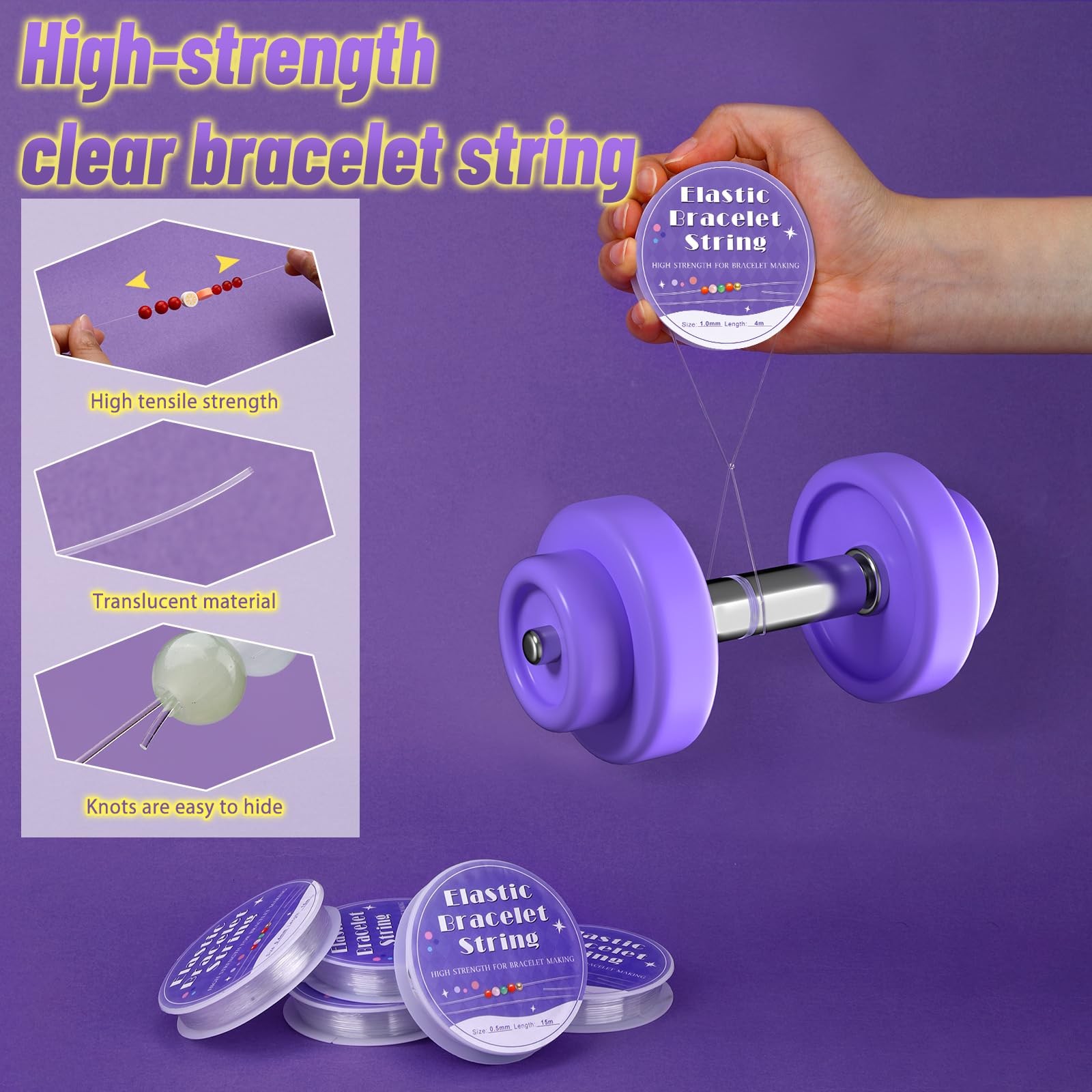 6 Sizes Stretchy Bracelet String, Bead String for Bracelet Making